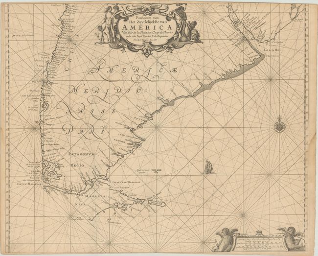 Paskaarte van het Zuydelijckste van America van Rio de la Plata, tot Caap de Hoorn, ende inde Zuyd Zee, tot B. de Koquimbo