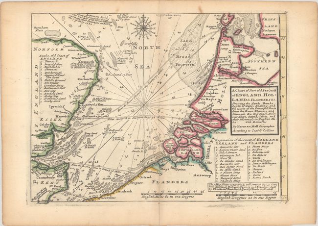 A Chart of Part of ye Sea Coast of England, Holland & Flanders &c. Shewing the Sands, Banks, Depth of Water, Bearing, and the Course of the Principal Tracts from the River Thames...