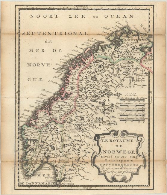 Le Royaume de Norwege Divise en ses Cinq Principaux Gouvernements Dressee sur les Derniers Memoires des Plusieurs Auteurs