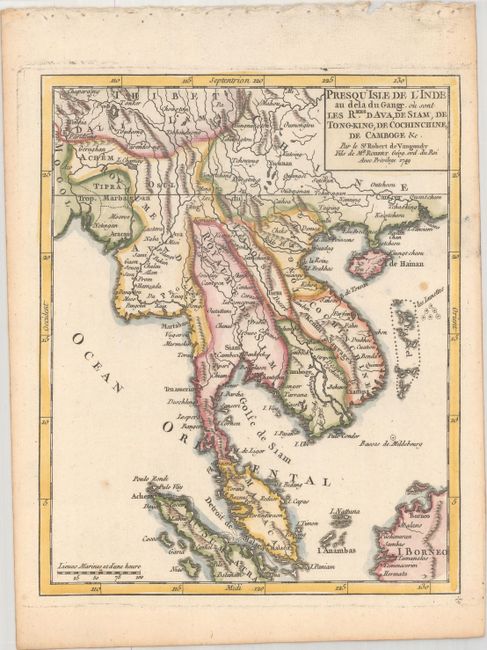 Presqu' Isle de l'Inde au dela du Gange, ou sont les Rmes. d Ava, de Siam, de Tong-King, de Cochinchine, de Camboge &c.