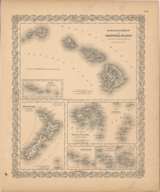 Hawaiian Group or Sandwich Islands... [on sheet with] New Zealand [and] Viti Group or Feejee Islands [and] Society Islands [and] Marquesas or Washington Is. [and] Galapagos Islands