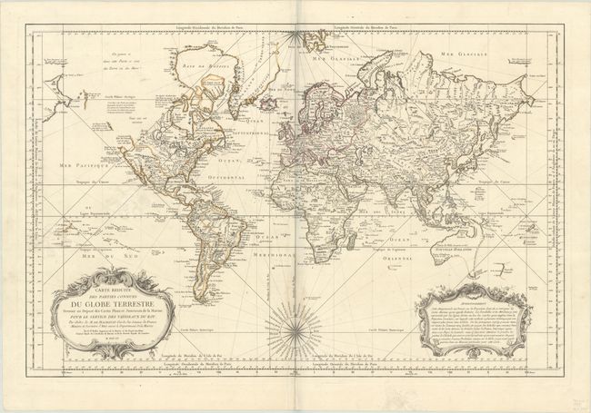 Carte Reduite des Parties Connues du Globe Terrestre Dressee au Depost des Cartes Plans et Journaux de la Marine...