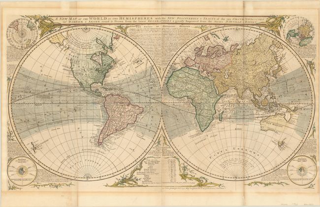 A New Map of the World in Two Hemispheres with the New Discoveries & Tracts of the Two Circum Navigators...