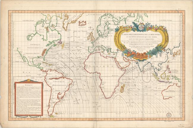 Carte des Variations de la Boussole et des Vents Generaux que l'on Trouve dans les Mers les Plus Frequentees...