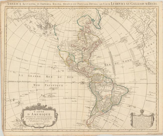 Carte d'Amerique Divisees en ses Principales Parties, par G. Delisle, Premier Geographe du Roy...