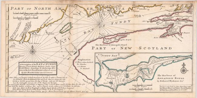 A Description of the Bay of Fundy Shewing ye Coast, Islands, Harbours, Creeks, Coves, Rocks, Sholes, Soundings & Anchorings &c. Observed by Nat. Blackmore in ye Years 1711 and 1712...