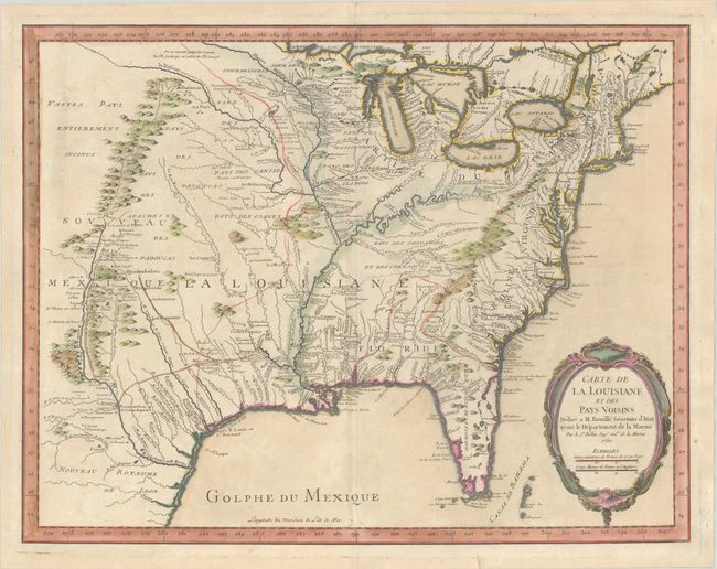 Carte de la Louisiane et des Pays Voisins Dediee a M. Rouille Secretaire d'Etat, Ayant le Departement de la Marine