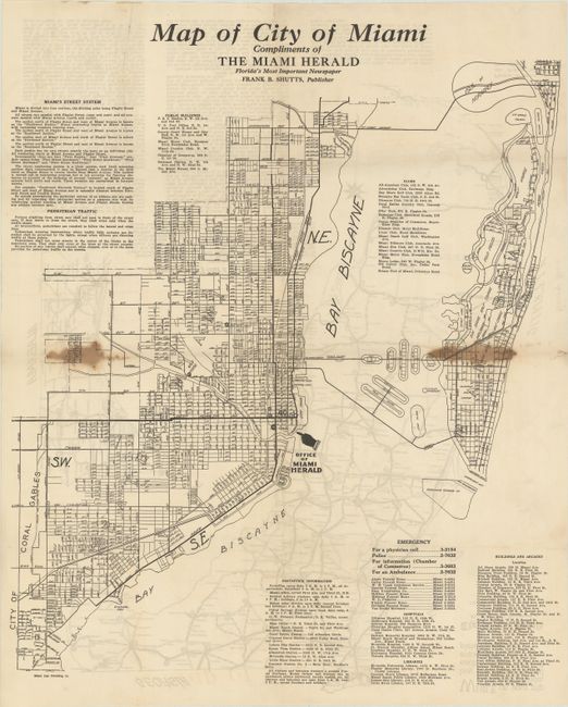 Map of City of Miami Compliments of the Miami Herald - Florida's Most Important Newspaper