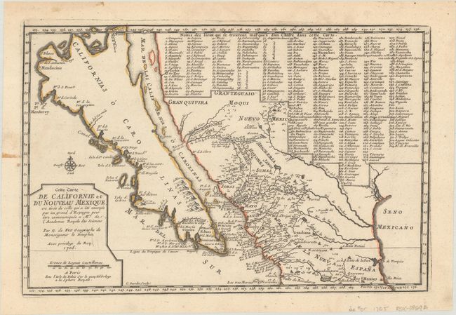 Cette Carte de Californie et du Nouveau Mexique, est Tiree de Celle qui a ete Envoyee par un Grand d'Espagne pour Etre Communiquee a Mrs. de l'Academie Royale des Sciences