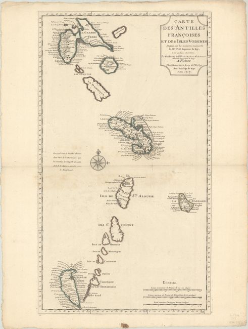 Carte des Antilles Francoises et des Isles Voisines Dressee sur les Memoires Manuscrits...