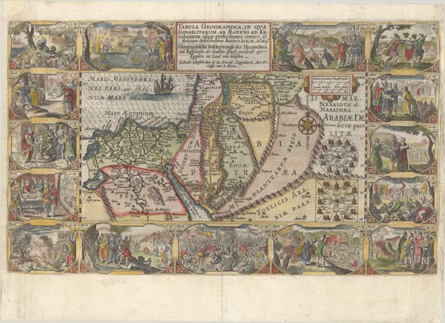 Tabula Geographica, in qua Iisraelitarum, ab Aegypto ad Kenahanaeam Usque Profectiones Omnes... / Geographische Beschryvinge der Heirtochten ende Rustplaetsen der Kinderen Israels, Treckende uyt Egypten in Land van Belosten...