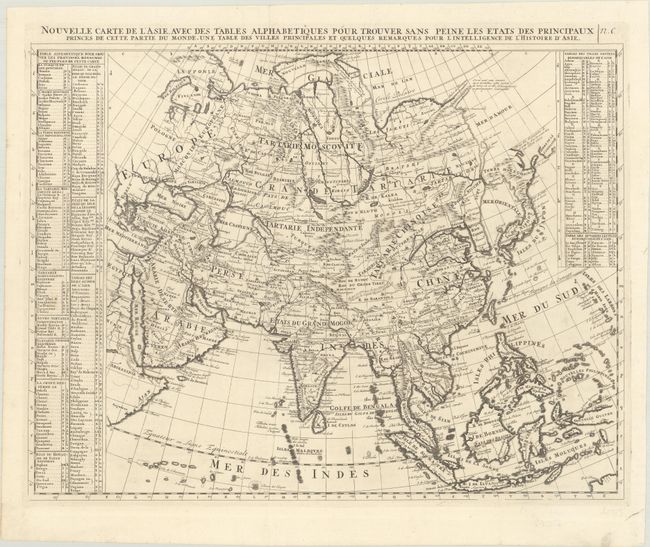 Nouvelle Carte de l'Asie, avec des Tables Alphabetiques pour Trouver sans Peine les Etats des Principaux Princes de Cette Partie du Monde...