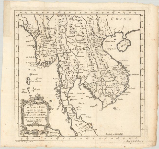 Carte de l'Inde au-dela du Gange Comprenant les Royaumes de Siam, de Tunquin, Pegu, Ava, Aracan, &c &c...