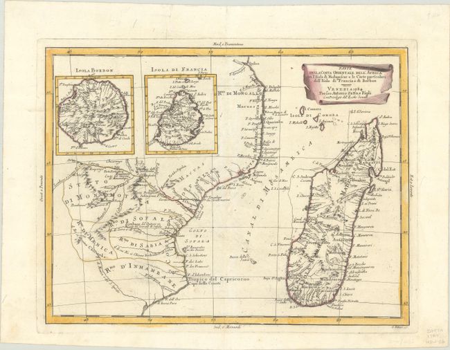 Parte della Costa Orientale dell' Africa con l'Isola di Madagascar e le Carte Particolari dell' Isole di Francia e di Borbon