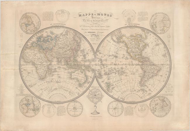 Mappe-Monde Divisee en Deux Hemispheres avec les Decouvertes Faites dans les Derniers Voyages...