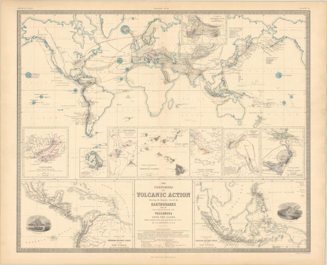 The Phenomena of Volcanic Action Showing the Regions Visited by Earthquakes and the Distribution of Volcanoes Over the Globe...