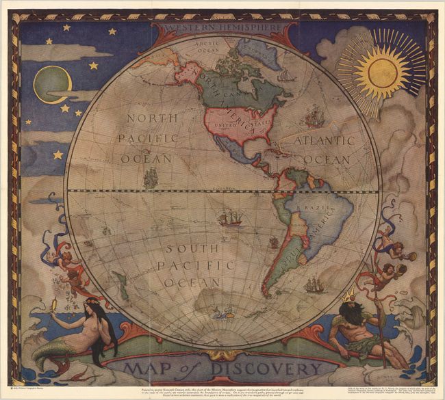 [Lot of 2] Western Hemisphere - Map of Discovery [and] Eastern Hemisphere - Map of Discovery