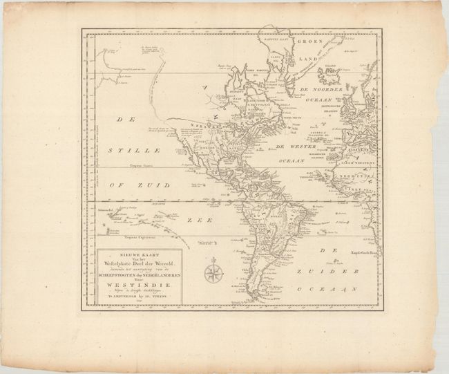 Nieuwe Kaart van het Westelykste Deel der Weereld, Dienende tot Aanwyzing van de Scheepstogten der Nederlanderen naar Westindie...
