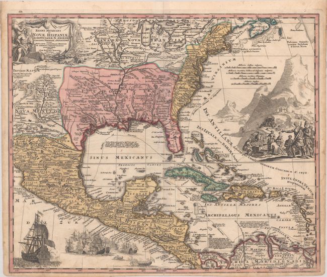 Regni Mexicani seu Novae Hispaniae, Ludovicianae, N. Angliae, Carolinae, Virginiae et Pensylvaniae, nec non Insularum Archipelagi Mexicani in America Septentrionali Accurata Tabula