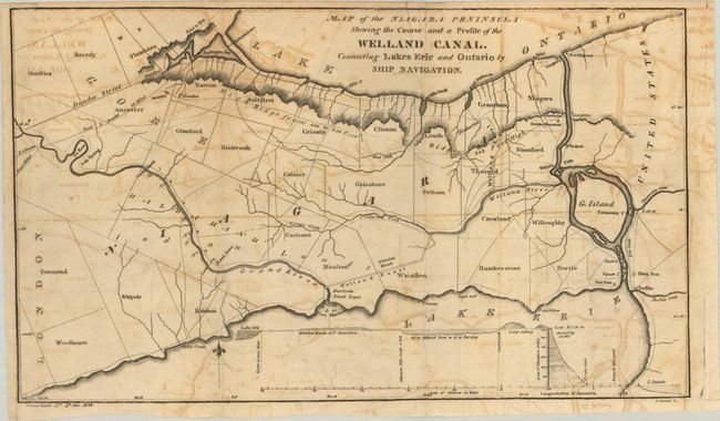 [Map with Report] Map of the Niagara Peninsula Shewing the Course and a Profile of the Welland Canal. Connecting Lakes Erie and Ontario by Ship Navigation [with] The American Journal of Science and Arts