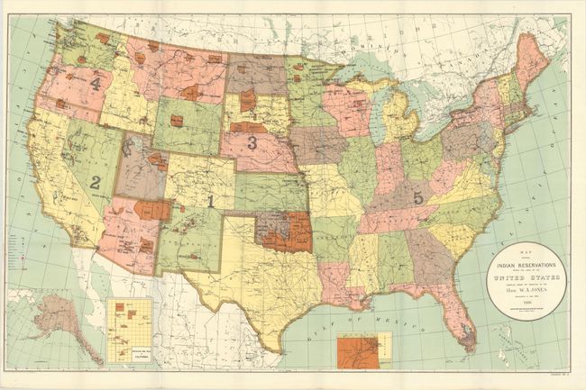 [Lot of 2] Map Showing Indian Reservations Within the Limits of the United States Compiled Under the Direction of the Hon. W.A. Jones... [and] ... Compiled Under the Direction of the Hon. T. J. Morgan...
