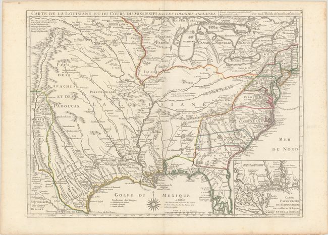 Carte de la Louisiane et du Cours du Mississipi avec les Colonies Anglaises