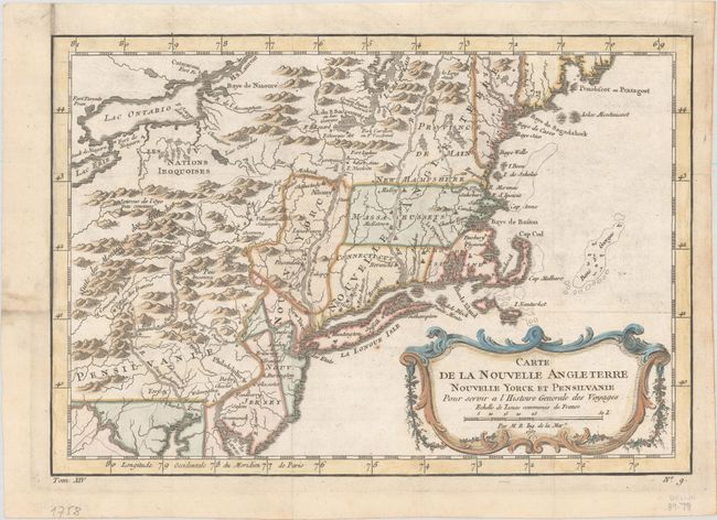 Carte de la Nouvelle Angleterre Nouvelle Yorck et Pensilvanie pour Servir a l'Histoire Generale des Voyages