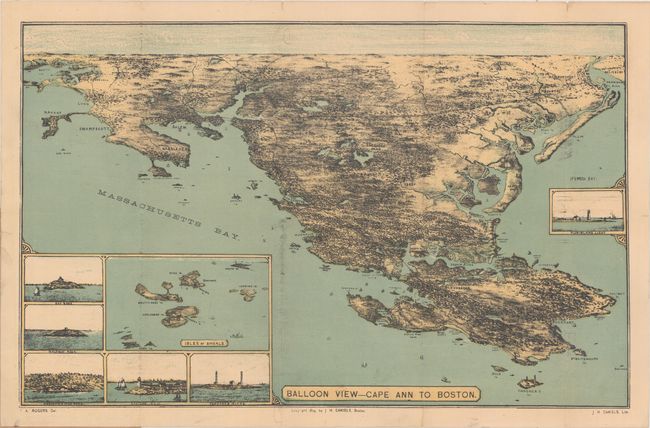 [Lot of 3] Balloon View - Cape Ann to Boston [and] Boston Harbor [and] Bird's Eye View of Boston Harbor Along the South Shore to Provincetown