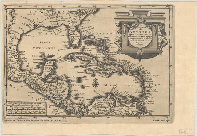 De Voor Eylanden van America Tegens de Vaste Kusten van Florida, Mexico, Niuew Spanje, Cartagena, Iucatan, en Darien met de Grenzen aande Zuyd Zee Gelegen