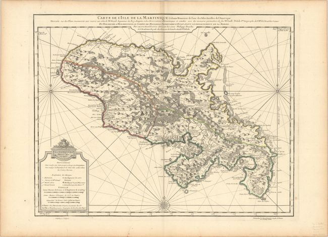 Carte de l'Isle de la Martinique Colonie Francoise de l'une des Isles Antilles de l'Amerique Dressee sur des Plans Manuscrits...