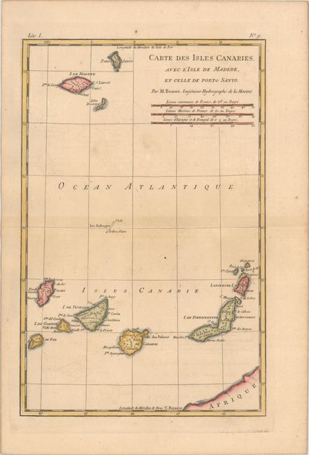 Carte des Isles Canaries, avec l'Isle de Madere, et Celle de Porto Santo