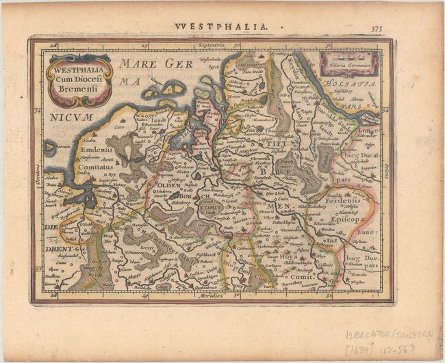 [Lot of 4] Westphalia cum Diocesi Bremensi [and] Westphaliae Tabula II [and] Westphaliae Tabula Tertia [and] Emden et Oldenborch