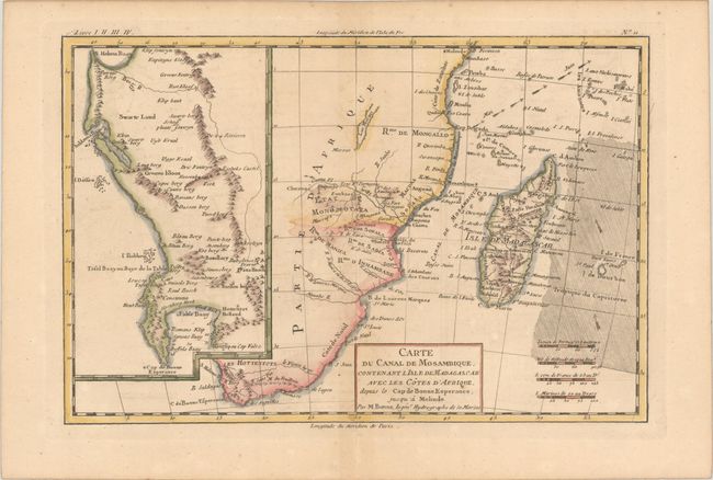Carte du Canal de Mosambique, Contenant l Isle de Madagascar avec les Cotes d'Afrique, Depuis le Cap de Bonne Esperance, Jusqu'a Melinde