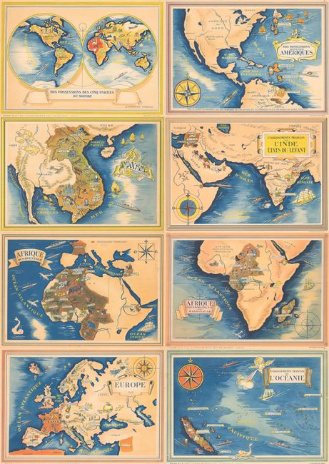 [Lot of 8 - Vichy Laboratories French Possessions Maps]