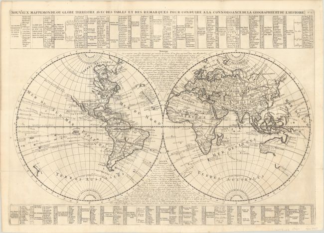 Nouveaux Mappemonde ou Globe Terrestre avec des Tables et des Remarques pour Conduire a la Connoissance de la Geographie et de l'Histoire