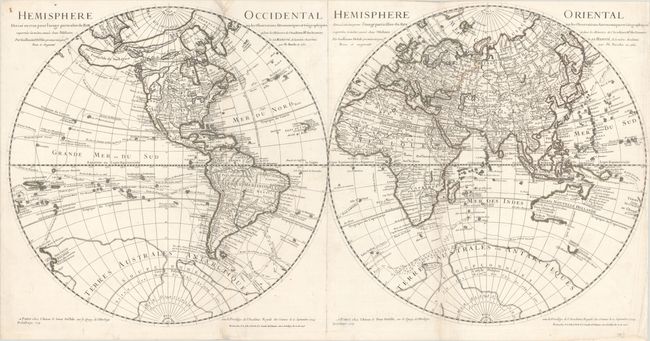 [On 2 Sheets] Hemisphere Occidental Dresse en 1720 pour l'Usage Particulier du Roy... / Hemisphere Oriental...