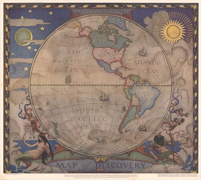 [Lot of 2] Western Hemisphere - Map of Discovery [and] Eastern Hemisphere - Map of Discovery