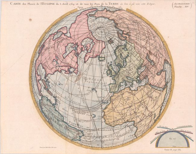 Carte des Phases de l'Eclipse du I. Avril 1764 et de Tous les Pays de la Terre ou l'on a pu Voir Cette Eclipse