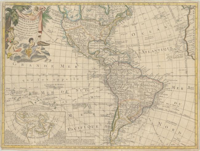 Carte d'Amerique Divisee en ses Principaux Pays Dressee sur les Memoires les Plus Recents, et sur Differents Voyages...