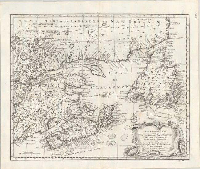 A New & Accurate Map of the Islands of Newfoundland, Cape Breton, St. John and Anticosta; Together with the Neighbouring Countries of Nova Scotia, Canada &c...