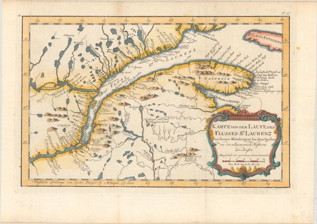 Karte von dem Laufe des Flusses St. Laurenz von Seiner Mundung an bis Uber Quebec zu der Allgemeinen Historie der Reisen