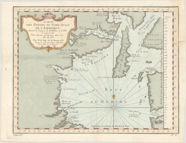 Carte des Parties du Nord-Ouest de l'Amerique Suivant les Voyages de Middleton et d'Ellis en 1742 et 1746 pour Chercher un Passage dans la Mer du Sud