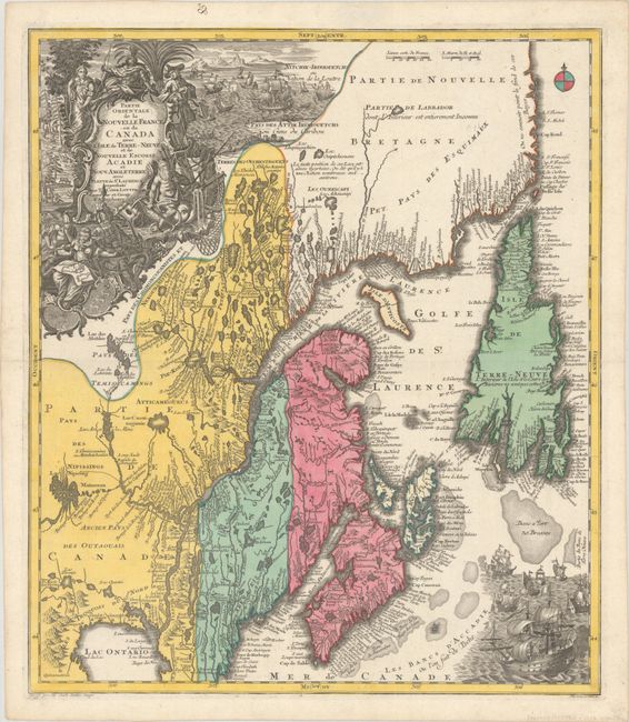 Partie Orientale de la Nouvelle France ou du Canada avec l'Isle de Terre-Neuve et de Nouvelle Ecosse, Acadie et Nouv. Angleterre