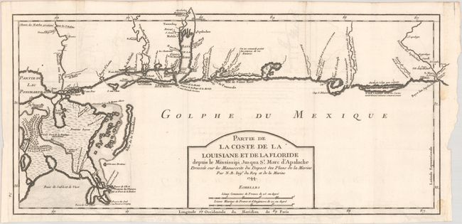 Partie de la Coste de la Louisiane et de la Floride Depuis le Mississipi Jusqua St. Marc d'Apalache Dressee sur les Manuscrits du Depost des Plans de la Marine