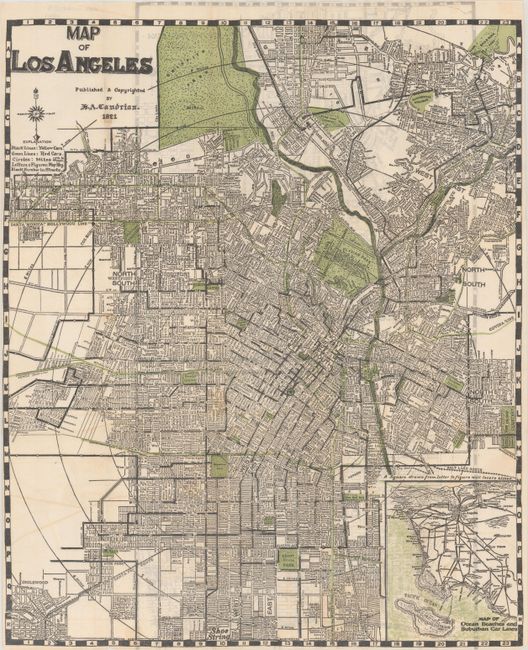 [Map with Guide] Map of Los Angeles [with] Candrian's Double Indexed Street Number Guide...