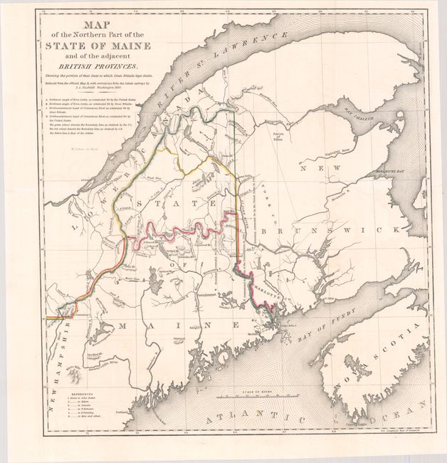 [Lot of 2] Map of the Northern Part of the State of Maine and of the Adjacent British Provinces... [and] Extract from a Map of the British and French Dominions in the North America by Jno. Mitchell