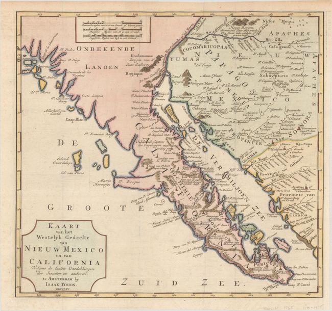 Kaart van het Westelyk Gedeelte van Nieuw Mexico en van California Volgens de Laatste Ontdekkingen der Jesuiten en Anderen