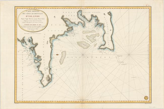 Carte Reduite des Cotes Occidentales d'Islande Depuis Fugle Skiaerrene Jusqu'a Huam Fiord...