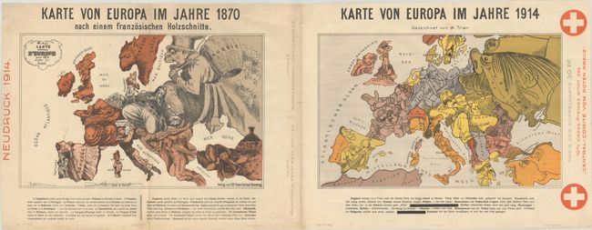 Karte von Europa im Jahre 1870 nach einem Franzosischen Holzschnitte / Karte von Europa im Jahre 1914