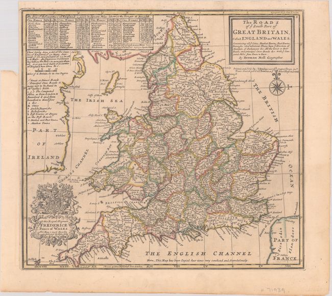 The Roads of ye South Part of Great Britain, Called England and Wales. Containing All ye Cities, Mark et Towns, Post Towns, Boroughs...